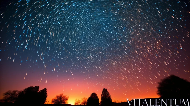 AI ART Star Trails Over Richly Colored Night Sky