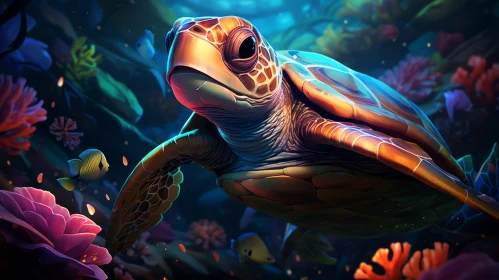 Tropical Escape: Sea Turtle Swimming in the Ocean