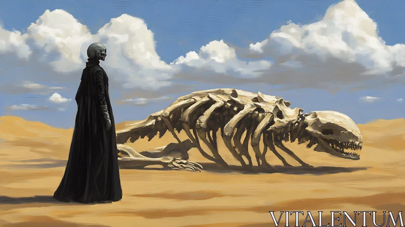 Arid Vista: Skeleton and Cloaked Figure
