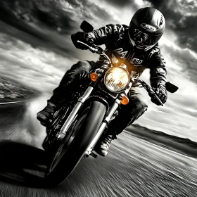 Monochrome Motorcycle Speeding Image
