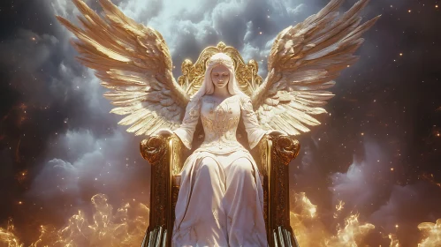 Angel with Wings on a Throne