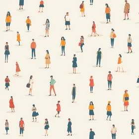 Pattern of Stylized People Walking