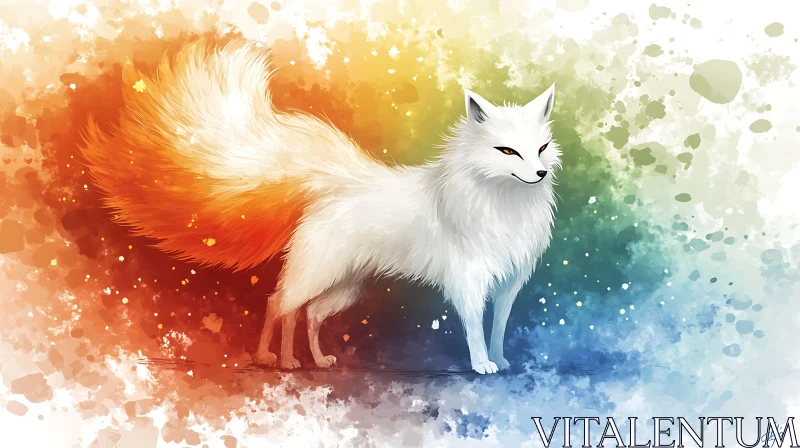 Fox Portrait with Colourful Tail