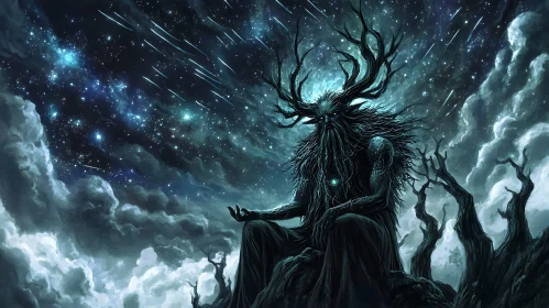 Antlered Figure in Cosmic Meditation