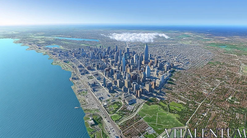 Panoramic Urban Skyline Aerial View