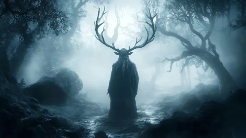 Eerie Forest Guardian with Antlers