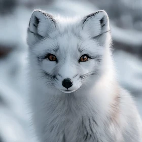 White Fox Close-Up with Amber Eyes