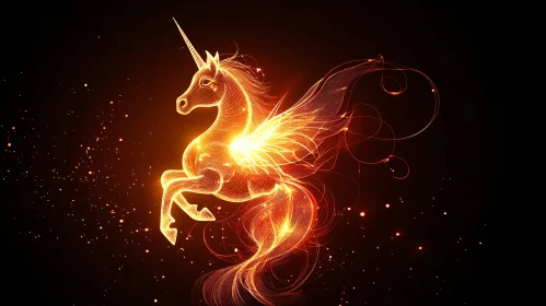 Ethereal Glowing Unicorn with Wings