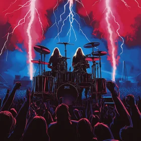 Electrifying Drum Performance with Lightning Effects