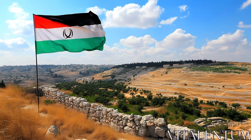 Landscape View with a Flag
