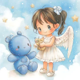 Whimsical Angel and Toys Illustration