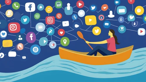 Social Media Navigation Metaphor Illustration
