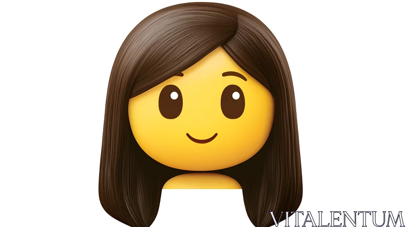 Brown Haired Woman Emoji Cartoon