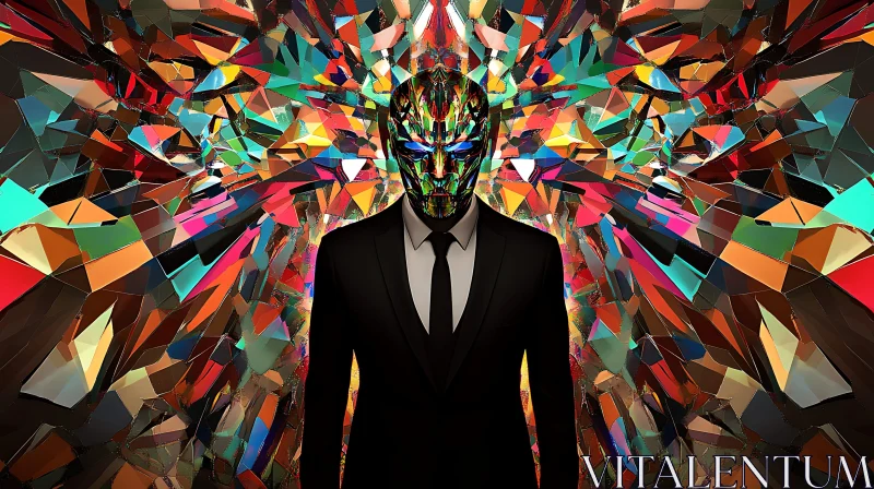 Abstract Man in Suit with Mask
