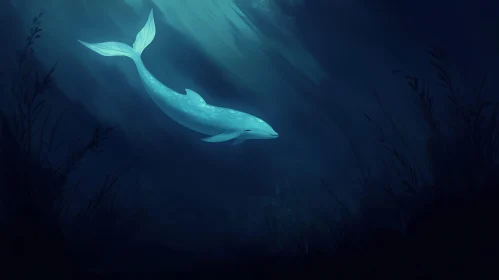 Dolphin in the Deep Blue Ocean