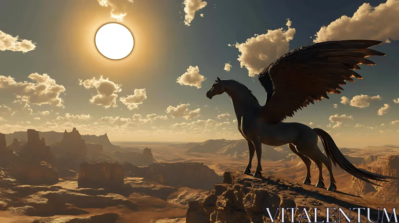 Winged Horse on Mountain Top