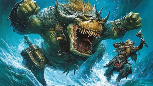 Aquatic Clash: Monster and Hero Fight