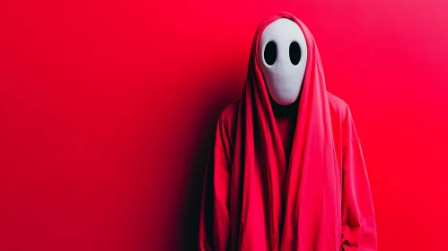 Red Cloak, White Mask: Enigmatic Portrait