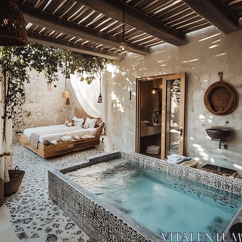 Serene Poolside Bedroom Interior Design
