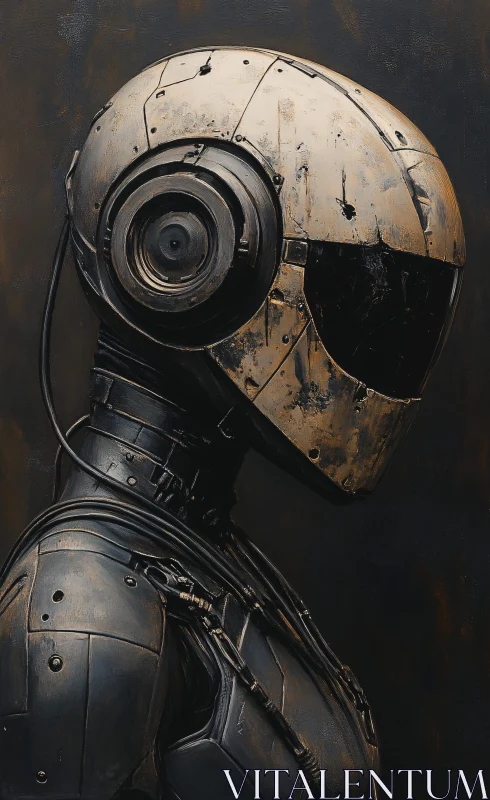 Weathered Robotic Cyborg Portrait