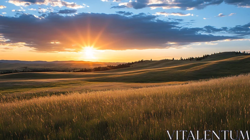 Sunset Over Rolling Hills