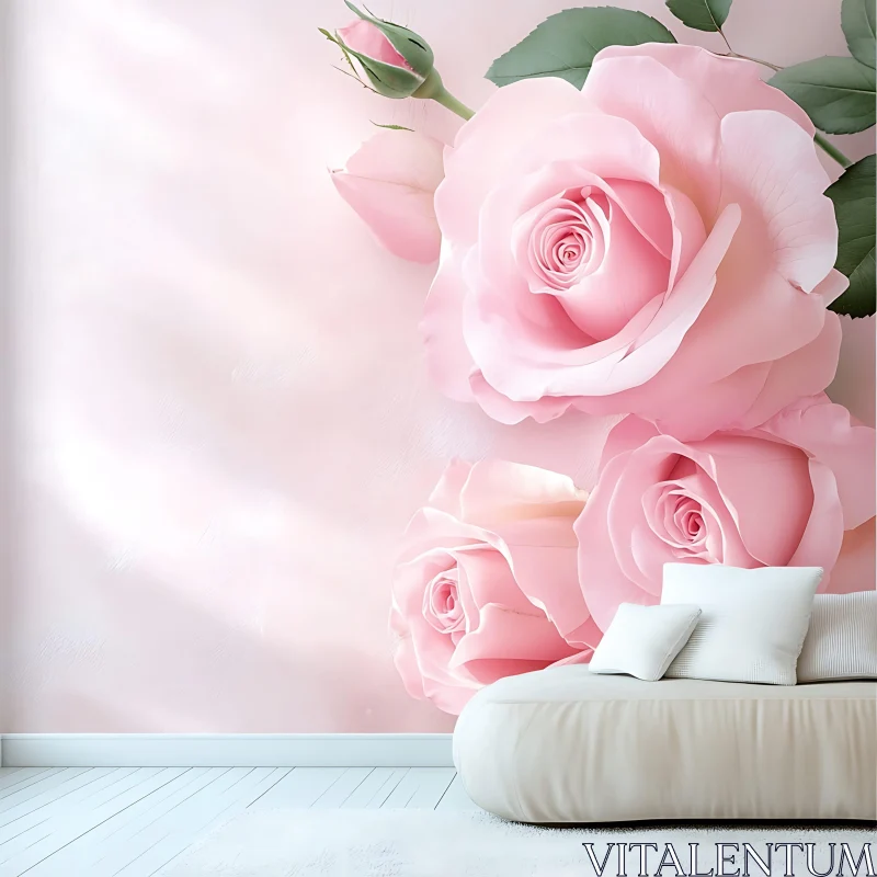 Floral Interior with Roses and Sofa
