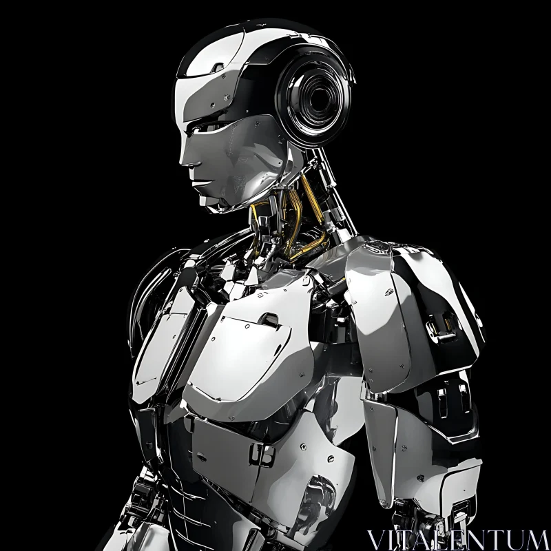 Advanced Humanoid Robot with Polished Metallic Surface