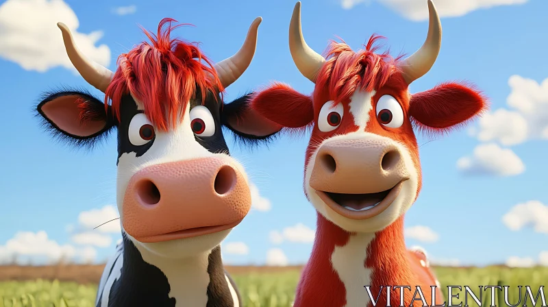 Funny Cartoon Cows on the Farm