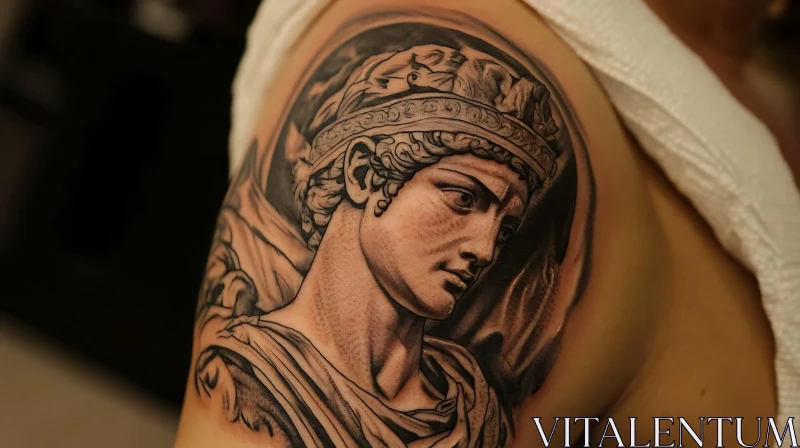 Realistic Ancient Greek Head Tattoo Design