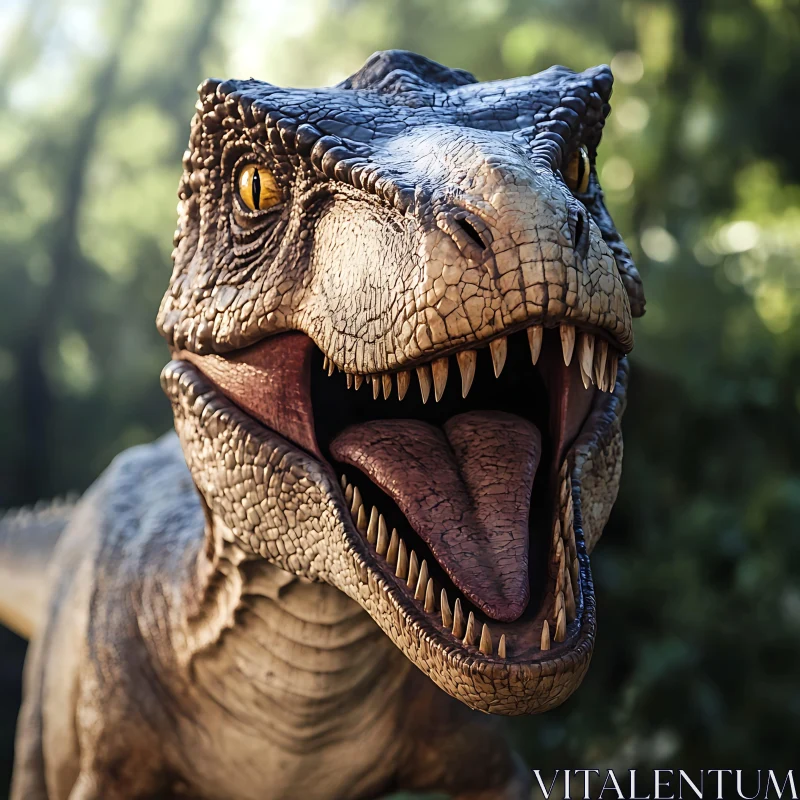 Detailed Dinosaur Close-up with Open Mouth