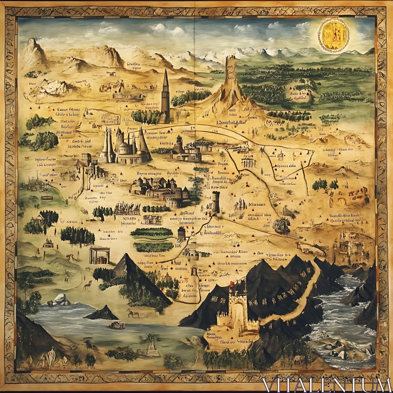 Antique Style Fantasy Land Map Artwork