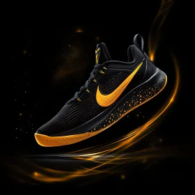 Floating Shoe with Golden Accents