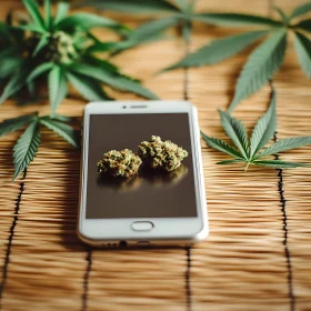 Marijuana Buds on Mobile Device