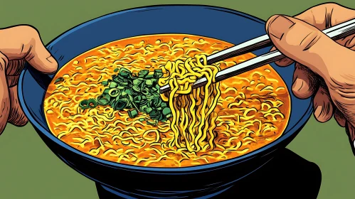 Delicious Ramen Soup with Green Onions