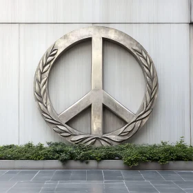 Metal Peace Sign Sculpture
