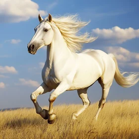 Albino Horse Running