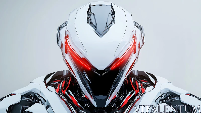 Futuristic Cyborg with Red Eyes