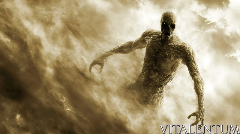 Sepia-Toned Cloud Monster