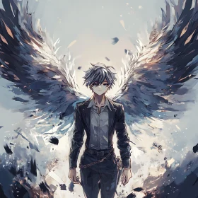 Winged Anime Character in Suit