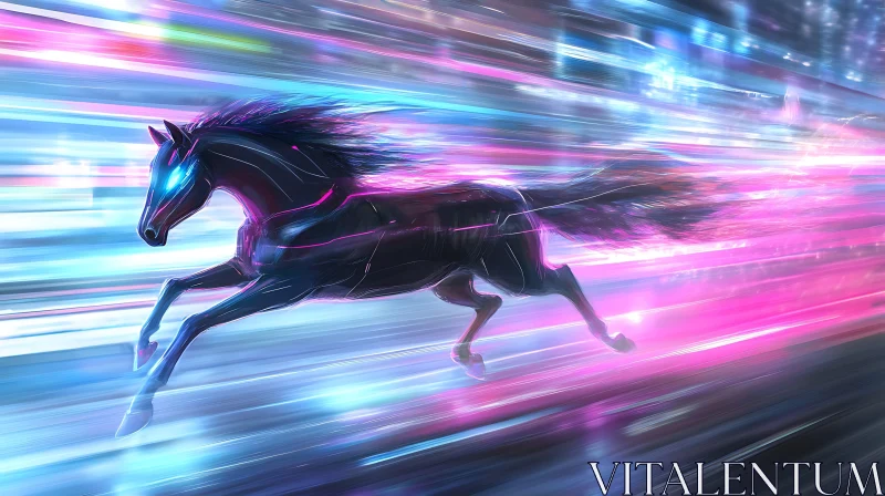 Futuristic Horse Racing with Neon Lights