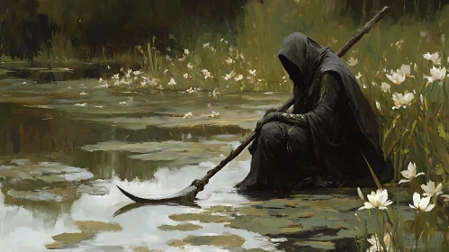 Melancholy by the Water Lilies