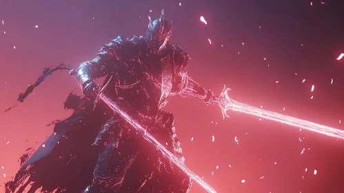 Armored Warrior with Glowing Blades