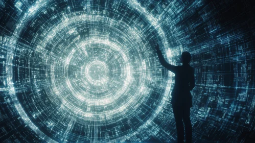 Man Interacting with Digital Interface