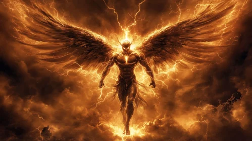 Winged Figure in Electric Storm