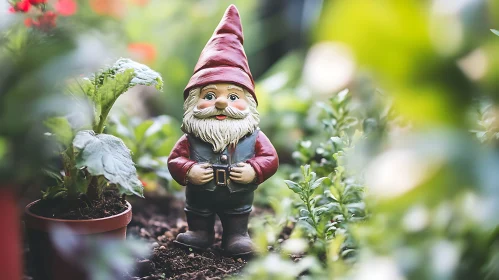 Whimsical Gnome in a Serene Garden