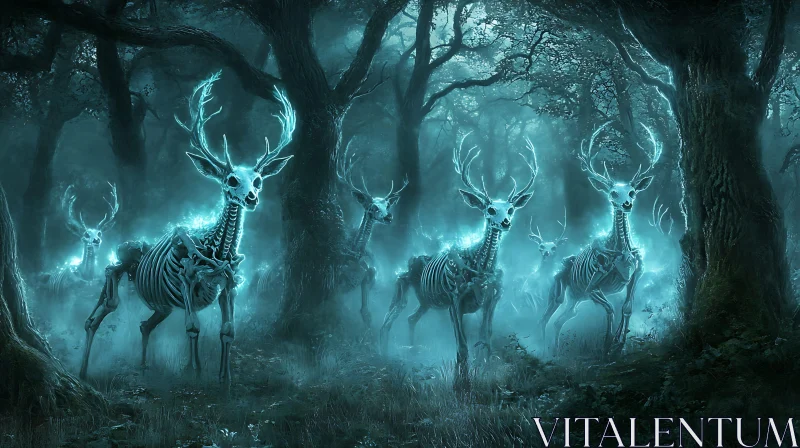 Ghostly Deer in Misty Woods