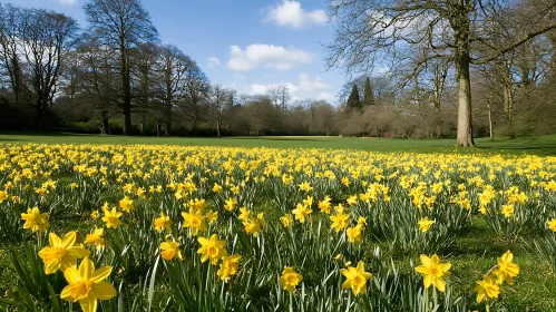 Yellow Daffodils in Full Bloom