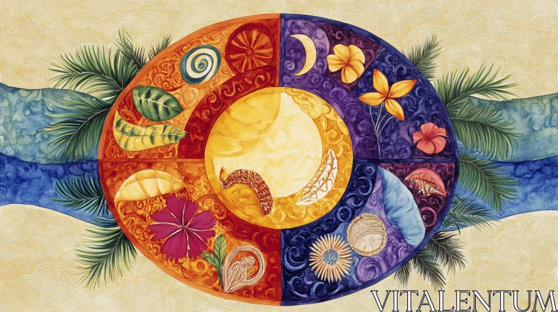 Tropical Floral Wheel Art