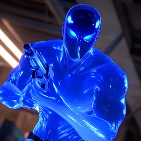 Cyborg Warrior with Glowing Eyes