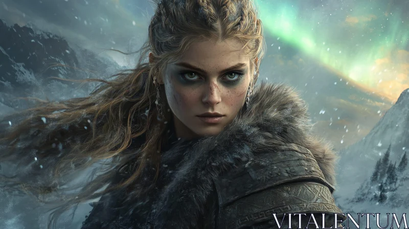 Fierce Woman in Winter Landscape